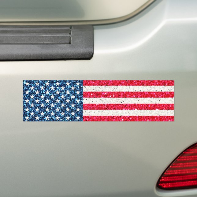   Red White Blue Patriotic American USA Flag Party Bumper Sticker (On Car)
