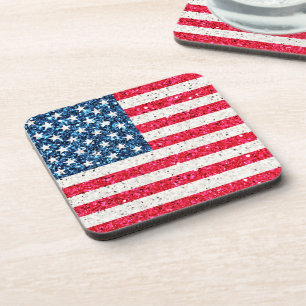   Red White Blue Patriotic American USA Flag Party Coaster