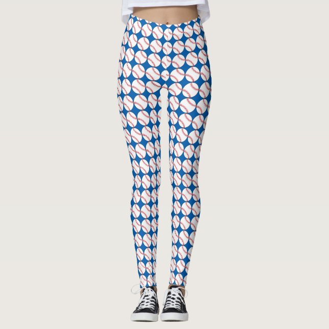 Red White Blue Patriotic Baseball Leggings (Front)