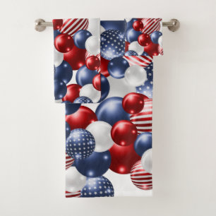 RED WHITE BLUE PATRIOTIC BATHROOM TOWEL SET