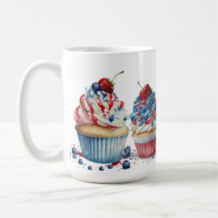 RED WHITE BLUE PATRIOTIC CUPCAKES COFFEE MUG