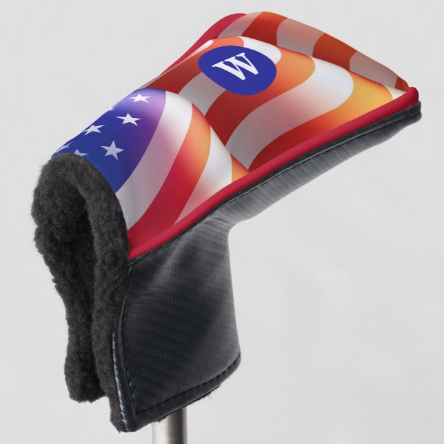 Red White Blue Patriotic Golf Putter Head Cover (3/4 Front)