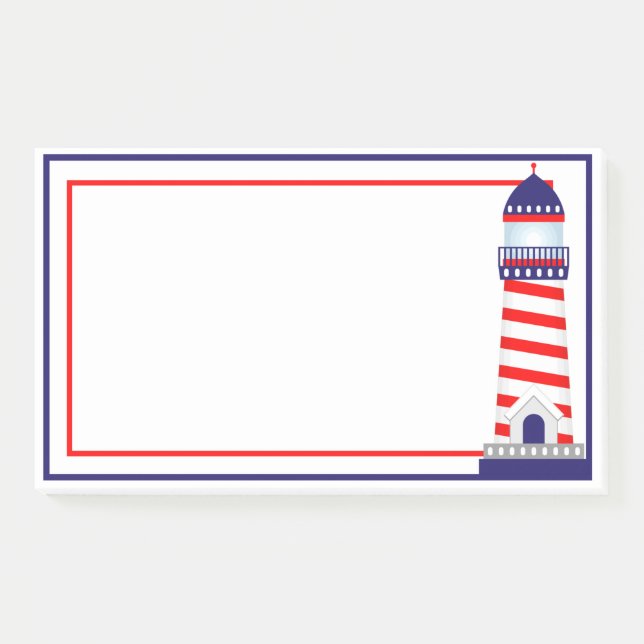 Red White Blue Patriotic Lighthouse Post-It Notes (Front)