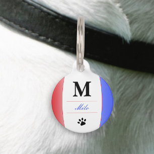 Red White & Blue Patriotic Name Monogram Pet Pet I Tag
