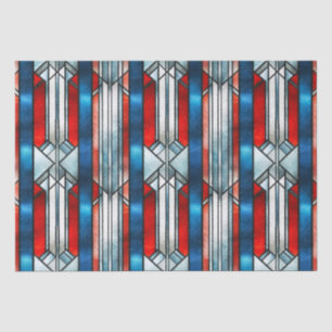 Red White Blue Patriotic Stained Glass 4th of July Tissue Paper
