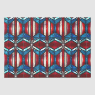Red White Blue Patriotic Stained Glass 4th of July Tissue Paper