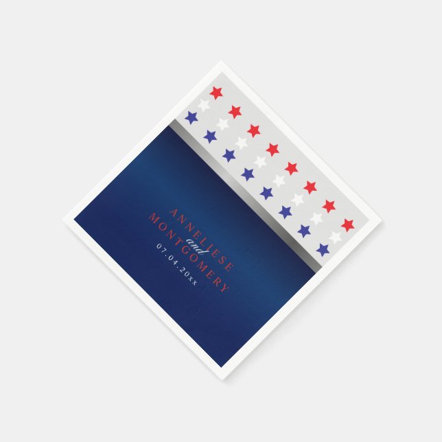 Red, White & Blue Patriotic Star Wedding Napkin (Corner)