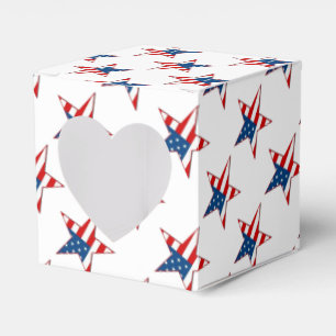 Red White & Blue Patriotic Stars Heart Favour Box