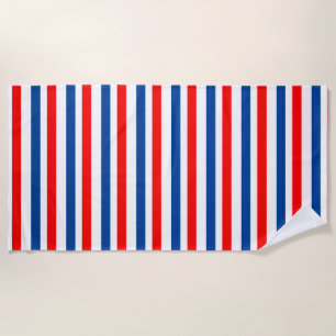 Red White Blue Patriotic Stripes Beach Towel