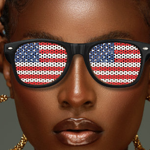 Red White & Blue Patriotic USA American Flag Retro Sunglasses
