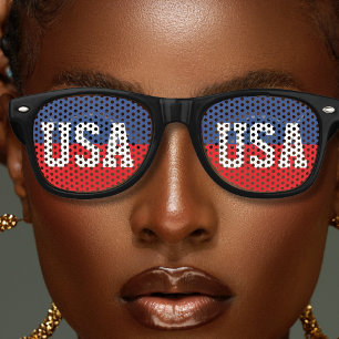Red White & Blue Patriotic USA American Retro Sunglasses