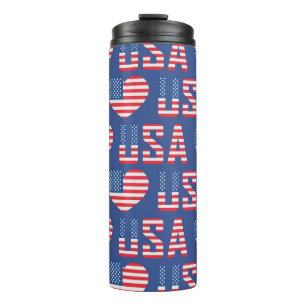 RED  WHITE BLUE PATRIOTIC USA STARS STRIPES THERMAL TUMBLER