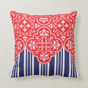 Red, White, Blue Pattern Decorative Throw Pillows