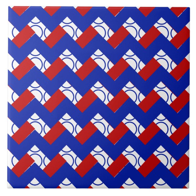 Red White Blue Pattern IV Ceramic Tile (Front)