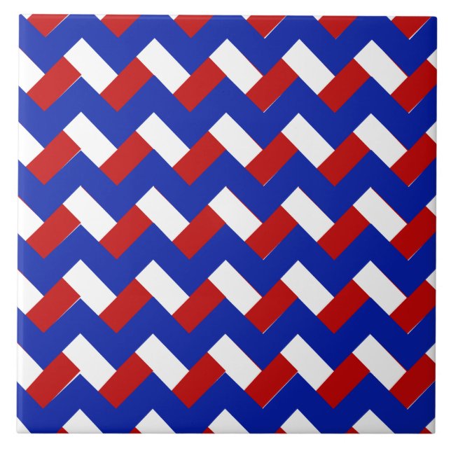 Red White Blue Pattern V Ceramic Tile (Front)