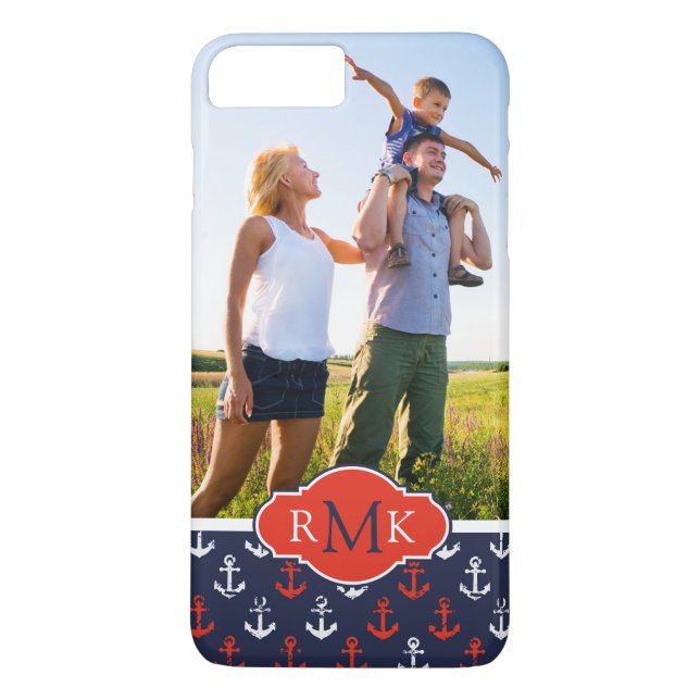 Red White & Blue Pattern| Your Photo & Monogram Case-Mate iPhone Case (Back)