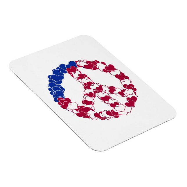 Red White & Blue Peace Sign Made with Hearts (2) Magnet (Right Side)