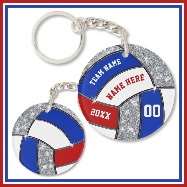 Red White Blue, Personalized Volleyball Keychains (Red, White and Blue, Personalized Volleyball Keychains. Volleyball Senior Night Ideas. Volleyball.)