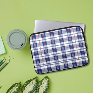 Red, White & Blue Plaid Laptop Sleeve