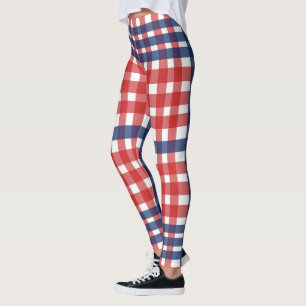Red, White, Blue Plaid Leggings