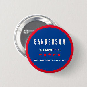 Red White Blue Political Election Campaign Name 2 Inch Round Button