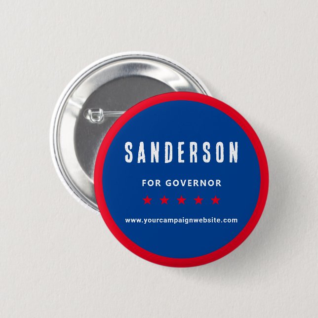 Red White Blue Political Election Campaign Name 2 Inch Round Button (Front & Back)