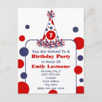 Red White & Blue Polka Dot Birthday Party Hat