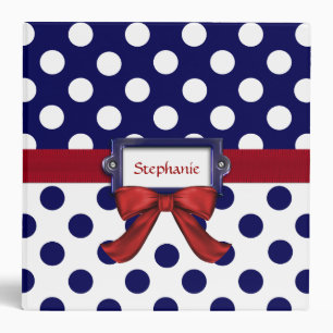 Red, White, & Blue Polka Dot Custom Binder