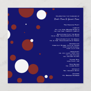 Red, White, Blue Polka Dots Wedding Program