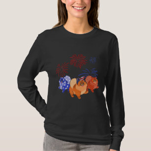 Red White Blue Pomeranian American Flag 4th Of Jul T-Shirt