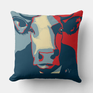 Red White Blue Pop Art Cow Pillow 