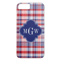 Red White Blue Preppy Madras Monogram