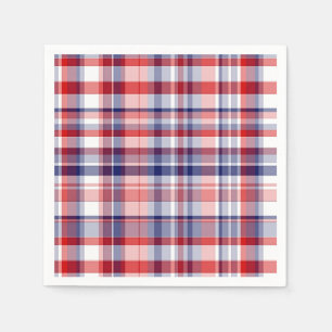 Red, White, Blue Preppy Madras Plaid Napkin