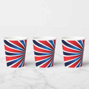 Red White Blue Radial pattern Paper Cups