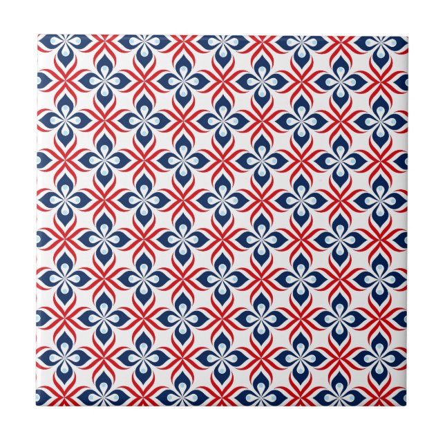 Red, White, & Blue Retro Style Tile (Front)