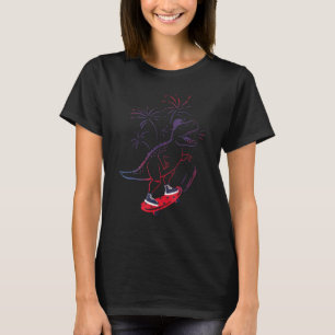 Red White Blue Rex Dinosaur Firework 4th Of July U T-Shirt