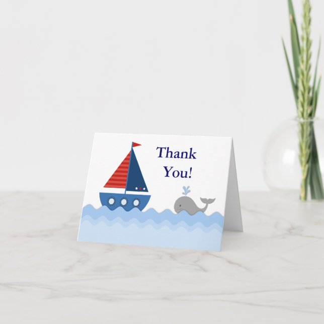 Red White Blue Sailboat Merci Cartes (Devant)