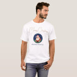 Red White Blue Santa Matching Merry Christmas Mens T-Shirt<br><div class="desc">Vintage Merry Christmas greeting in stylish trendy script and Santa in a circle frame on blue background. Personalize dad's name.</div>