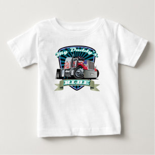 Red White & Blue Semi Tractor Trailer Baby T-Shirt