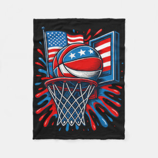Red White Blue Sketll Colour Splash Usa Flag Sketl Fleece Blanket