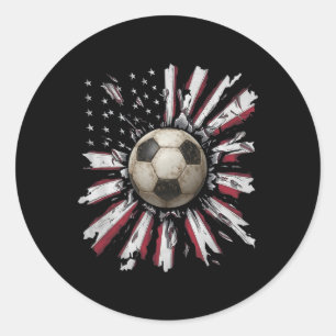 Red-white-blue Soccer Byll Explosion Grunge Street Classic Round Sticker