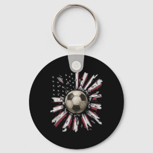 Red-white-blue Soccer Ll Explosion Grunge Street S Keychain