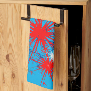 Red White Blue Sparks Patriotic Fireworks Holiday  Kitchen Towel