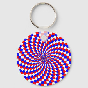 Red White Blue Spiral by Kenneth Yoncich Keychain