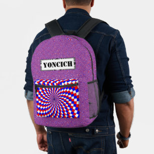 Red White Blue Spiral by Kenneth Yoncich Printed Backpack