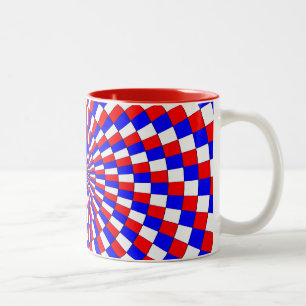 Red White Blue Spiral by Kenneth Yoncich Two-Tone Coffee Mug