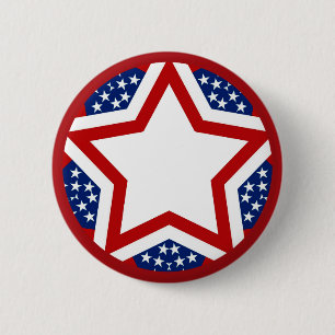 Red White & Blue Star Design to Add Text 2 Inch Round Button