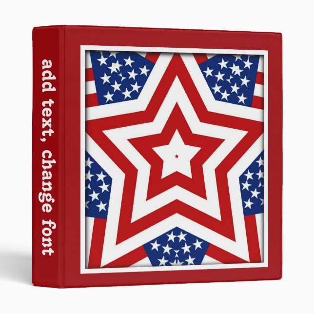 Red White & Blue Star Design to Add Text Binder (Front/Spine)
