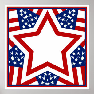 Red White & Blue Star Design to Add Text Poster