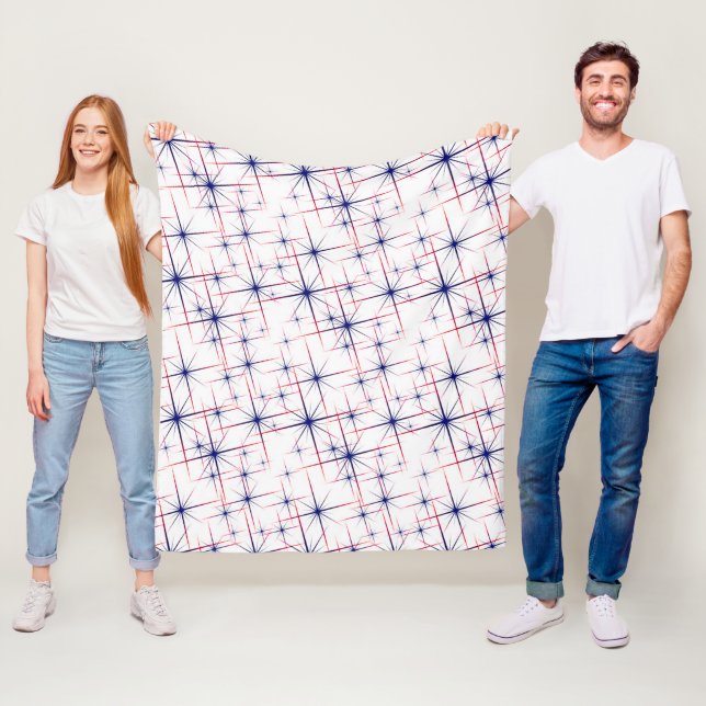 Red white & blue starbursts  fleece blanket (In Situ)